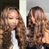 Perruque Frontale en Dentelle Blonde Miel Ondulée Ombrée en Cheveux Humains Brésiliens 30 Pouces, Perruque Frontale 4*13 avec Mèches en Cheveux Humains Vierges