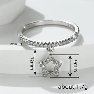 Anello a forma di stella con zirconi cubici, micro pavé, creato in laboratorio, gioiello unisex alla moda, regalo per donne e uomini T0301 - Product Image 5