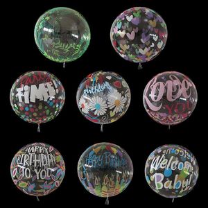 Palloncini Bobo Stampati di Grandi Dimensioni con Lettere d'Amore, Fiori Cartoon, Palloncini Trasparenti per San Valentino, <span class=keywords><strong>Compleanno</strong></span>, Palloncini in PVC da 18 Pollici con Apertura Larga - Product Image 1