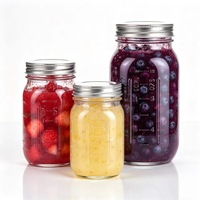 Vente en gros de récipients en verre multi-usages, étanches, hermétiques, avec logo personnalisé disponible pour la conservation des aliments, bocaux en verre Mason