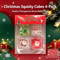 Lot de 4 mini cubes squishy pour les fêtes, thème Halloween et Noël, cubes anti-stress super solides, mini jouets souples en boîte
