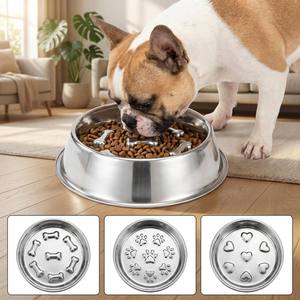 Comedero Lento de Acero Inoxidable 304 <span class=keywords><strong>para</strong></span> Mascotas, Antideslizante, con Diseño de Huella de Hueso, <span class=keywords><strong>para</strong></span> Perros y <span class=keywords><strong>Gatos</strong></span>, Ecológico, OEM Disponible - Product Image 1