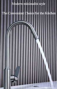 Grifos para Fregadero de Cocina y Baño con Mezclador Giratorio de Agua Fría/Caliente, Superficie Cromada, Montaje en Encimera, Acero Inoxidable 304 - Product Image 3