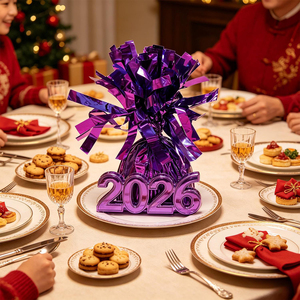 Party Love Round design ensures balanced presentation Peso Morado 12 Pcs Bag Purple Foil Centerpiece Decorations - Product Image 5