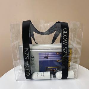 Sac à provisions transparent imperméable à l'eau avec logo personnalisé Sac fourre-tout transparent en PVC avec poignées en sangle Sacs fourre-tout transparents pour les courses en PVC - Product Image 5