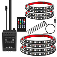 Nouvel éclairage d'ambiance LED pour voiture, contrôlé par la voix, 12V RGB, éclairage de châssis, kit de modernisation/amélioration multicolore clignotant un-câble-quatre