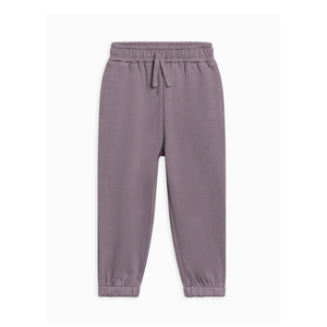 Pantalon de survêtement décontracté pour enfants, couleur unie, tricoté, longueur intégrale, taille élastique, cordon de serrage réglable, poids moyen, avec poches utilitaires - Product Image 1