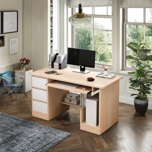 Escritorio Moderno de Madera para Estudiantes, Convertible para Computadora, para Dormitorio, con Cajón con Cerradura, Elegante Escritorio para Estudiar y Escribir - Product Image 3