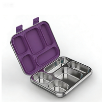 Boîte à bento, boîte à lunch. Bureau 304. Acier inoxydable. Étanche à l'air de qualité supérieure. Personnalisé. École. 5 compartiments. Boîte à lunch.