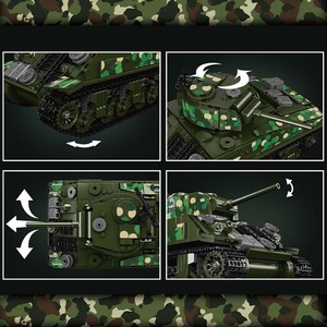 20024 Mould King Vehículos Militares Estadounidenses Tanque <span class=keywords><strong>Sherman</strong></span> M4 Ladrillos Técnicos Batalla Tanques de la Segunda Guerra Mundial Set de Construcción de Bloques Juguete Regalo - Product Image 5