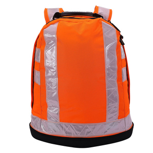 Durable <b>Orange</b> <b>Hi</b> <b>Vis</b> Backpack Heavy Duty Safety and Motorcycle Backpack Bag for Outdoor Road Work with Reflective Straps - Product Image 1