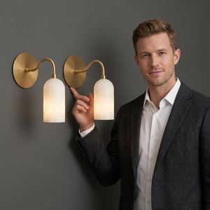 Modern Brass <b>Wall</b> <b>Sconce</b> With Frosted Glass Shades Indoor <b>Lighting</b> Fixture Bathroom Decor Round Design Lightweight - Product Image 1