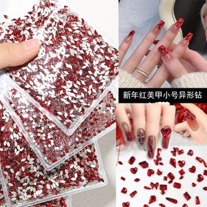 Nail Art Rood Hart Glas Strass Mini Speciaal Gevormde Platte Rug Strass Eco-Vriendelijke Nieuwjaar Super Flash Sieraden - Product Image 4