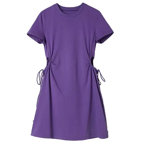 Летняя новая дизайнерская одежда с ажурным вырезом Женская 100% хлопковая дышащая футболка с коротким рукавом платье