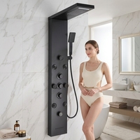 Système de douche mural avec écran d'affichage numérique LED, finition brossée, en acier inoxydable SUS304, colonnes de douche pour salle de bain