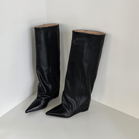 Nouveautés 2026 : Bottes compensées pour femme, style classique, à bout pointu et tige souple, chaussures de créateur