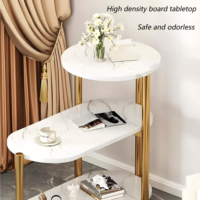 Table basse en bois à 3 niveaux avec rangement, table d'appoint ronde en métal moderne pour salon, mobilier de maison durable