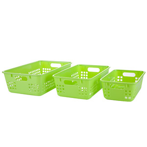 Plastic <b>Storage</b> <b>Basket</b> <b>Rectangle</b> With Handles For Home Office Kitchen Use - Product Image 4