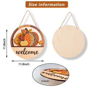 Wooden Pumpkin Plaque Wall Decoration Circular <b>Rustic</b> <b>Home</b> <b>Decor</b> Thanksgiving 4Pcs - Product Image 5