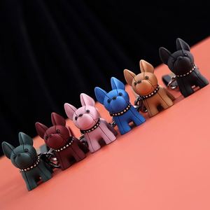 Cute French Bulldog Keychains PU Leather Rope <b>Key</b> Rings Punk Style Pendant Dog Keychains for Women Child Men's Car <b>Key</b> <b>Chain</b> - Product Image 2