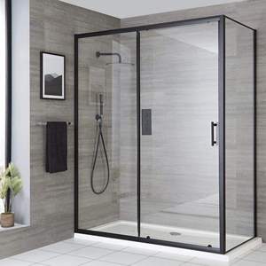 <span class=keywords><strong>Puerta</strong></span> de <span class=keywords><strong>Ducha</strong></span> Corredera Doble con Marco de Aluminio y Vidrio Templado para Baño de Hotel u Hogar, Recién Llegada - Product Image 1