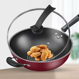 Wok antiadhésif transfrontalier 32 cm avec revêtement diamanté pour cuisinières à gaz et à induction, usage domestique - Product Image 1