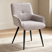 Chaise de salle à manger nordique moderne avec structure en fer, finition mate enduite de poudre et revêtement en tissu, pour la maison, le bureau et l'hôtellerie
