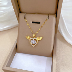 Nouveau Cupidon <span class=keywords><strong>Ange</strong></span> Ailes Amour Collier Femmes Moving Petites Ailes Gland Pendentif Collier Chaîne - Product Image 6