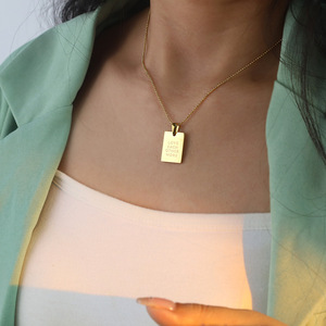Fashion Pendant Necklace 18k Titanium Steel Square Letter Charm Women's Clavicle Chain Gift Jewelry Stainless Steel DG-XL00100 - Product Image 2