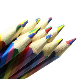 Pensil Multi Warna, Heksagonal Pensil Warna Air Jumbo Pensil Kayu 4 Warna Dalam 1 Timah Pensil Warna Pelangi Jumbo - Product Image 1