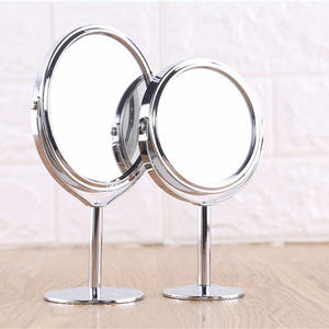 Unionpromo Grossissement 10x Miroir de maquillage simple face en acier inoxydable Forme personnalisée Pieds Miroir debout en métal inoxydable - Product Image 5