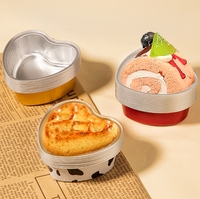 Moules à pâtisserie jetables personnalisés en forme de cœur, gobelets à gâteau en plastique PP avec couvercle, couleur dorée, qualité alimentaire, capacité de 100 ml, recyclables pour les desserts