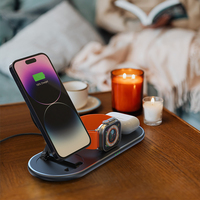 Station de recharge sans fil 3-en-1 électrique personnalisée 2023, chargeur magnétique multifonctionnel 15W PD 3.0 OTP 5V/1A 5V/2A