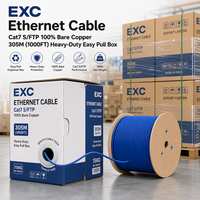 Kabel LAN Cat7 Tugas Berat Berpelindung, Tembaga Padat dengan Foil & 80% Anyaman Pelindung Ganda, Kabel Jaringan 500MHz