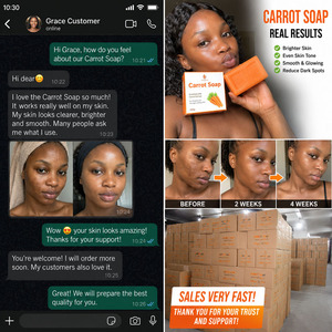 Natural Carrot Whitening <b>Soap</b> Bar 200g Low MOQ Private Label For Dark Skin Hyperpigmentation Glow <b>Soap</b> - Product Image 6