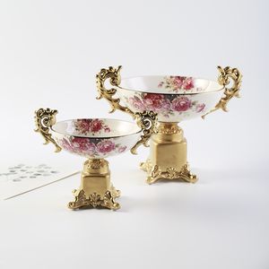 Calcomanías de flores clásicas personalizadas, tazones de cerámica para servir fruta real con base - Product Image 4