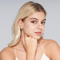 Yunzhi Luxus S925 Sterlingsilber Platinbeschichtete Creolen Mini Zirkonia Ohrstecker Geometrisch für Damen Eleganter Edel-Schmuck Geschenk