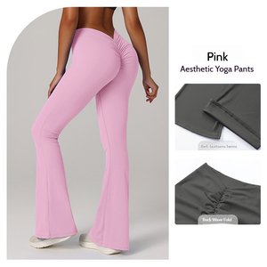 Leggings de yoga pour femmes, pantalons de fitness confortables, pantalons évasés avec logo personnalisé, pantalons de yoga et de pilates - Product Image 4