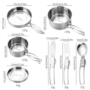Chất lượng cao không dính 7 mảnh 304 thép không gỉ cắm trại ngoài trời Cookware sets với dao kéo - Product Image 2