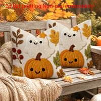 Housses de coussin d'Halloween Kongyu Home Textiles, lot de 2, motifs fantômes et citrouilles mignons, décoration d'automne pour la maison, en polyester