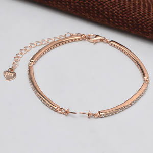 S925 <b>Silver</b> <b>Bracelet</b> for Women Vintage Style Fancy Hand Ring Hole with <b>Pearl</b> Zirconia Empty DIY Jewelry Accessories - Product Image 3