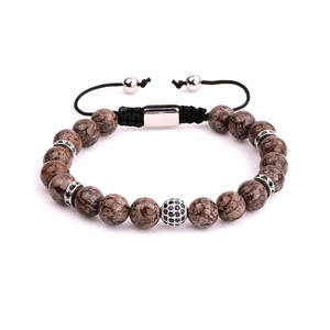 Bijoux de location de perles de pierre naturelle Bracelet en macramé tressé pour hommes JBS10687 - Product Image 5