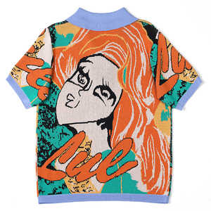 Maglioni Corti da <span class=keywords><strong>Donna</strong></span> con LOGO Personalizzato, Design Jacquard a Maniche Corte, Maglieria Estiva, Pullover Lavorato a Maglia - Product Image 2