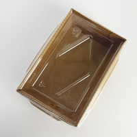 Boîte alimentaire jetable personnalisée en papier kraft avec couvercle transparent, différentes tailles, pour repas, collations, déjeuner, à emporter, impression en relief, couvercle transparent