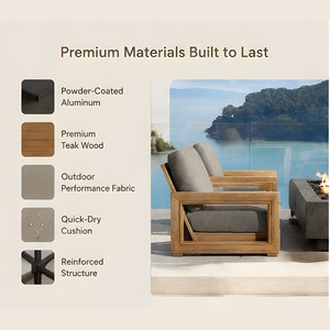 Conjunto de muebles modernos de exterior, muebles de exterior de teca de alta calidad para todo tipo de clima, piscina, Patio, <span class=keywords><strong>jardín</strong></span>, sofá de madera de teca - Product Image 3