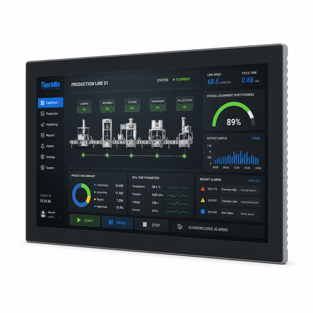 15.6-24 Inch IP65 Waterproof Capacitive Touch Industrial Panel PC TFT LED Fanless All In One Tablet PC Support Win11/Linux OS