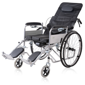 Fauteuil roulant semi-inclinable Lechi avec fonction toilette, en acier épaissi, pliable, léger, manuel, pour personnes âgées - Product Image 3