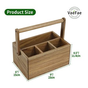 Mulip-<span class=keywords><strong>pose</strong></span> Organisateur de <span class=keywords><strong>cuisine</strong></span> Porte-ustensiles en bois Caddy en bois Caddy en acacia avec poignée - Product Image 3