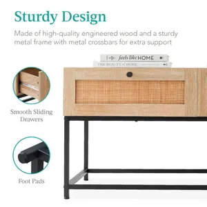 AMPLE <strong>STORAGE</strong> Coffee <strong>Table</strong> <strong>Crafted</strong> <strong>with</strong> a Natural Oak Wood Finish and Sturdy Metal Frame Versatile <strong>Table</strong> - Product Image 6