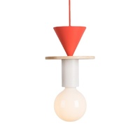 Lámpara de Noche Infantil, Estilo Memphis Posmoderno, Geométrica, Pequeña Lámpara Colgante LED, Diseño de Tronco de Madera Colorido, para Entrada